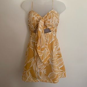 Mustard Yellow Midriff Cutout Dress